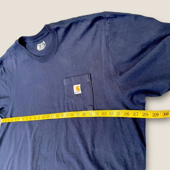 Carhartt Mens Short Sleeve Loose Fit Pocket T Shirt Crew Neck Size 2XL Dark Navy - Picture 8 of 10